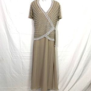 J KARA Beige Beaded Mother of the Bride Dress 18W